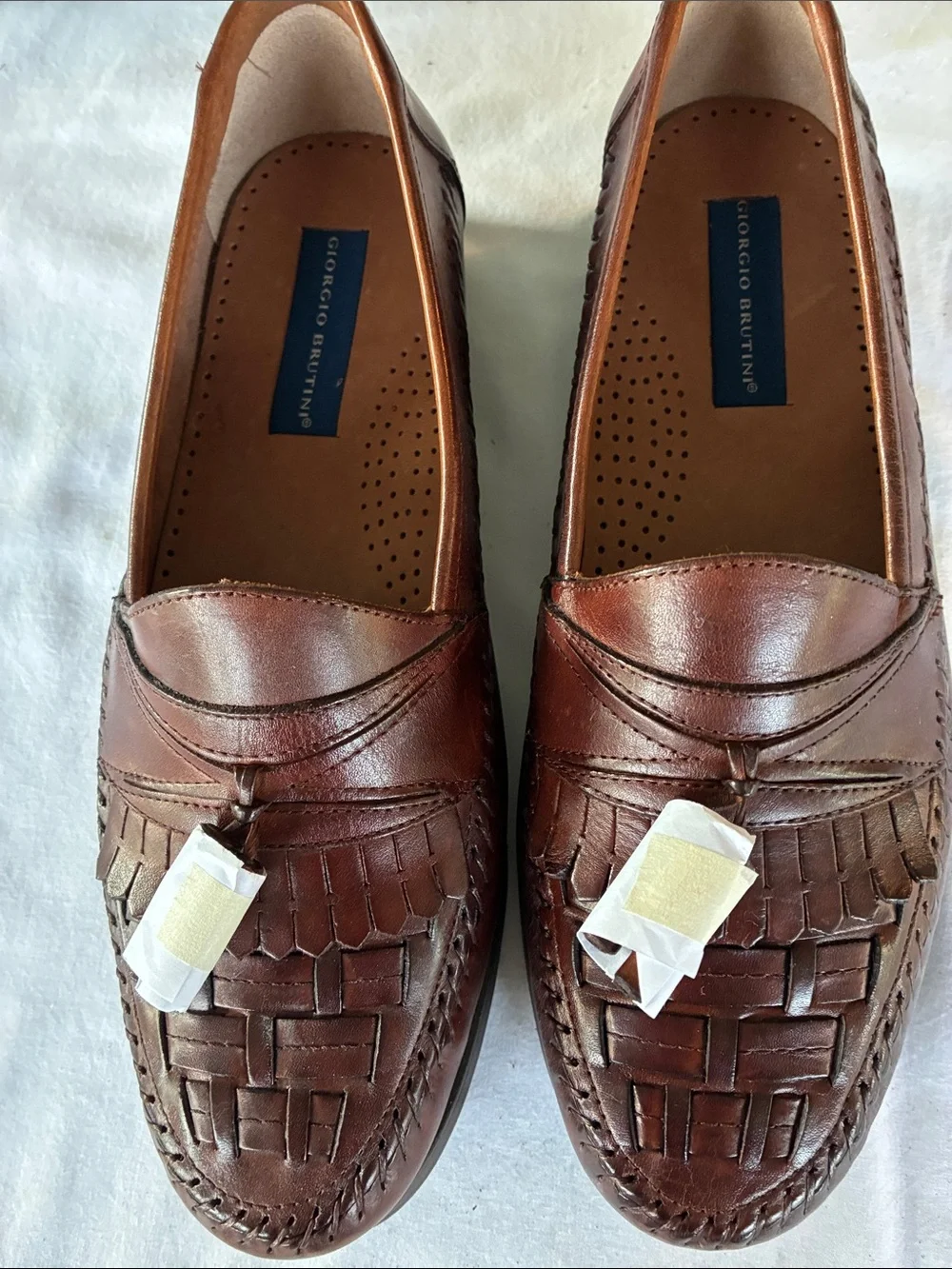 Giorgio Brutini Men’s Chestnut Brown Woven Leather Slip-Ons